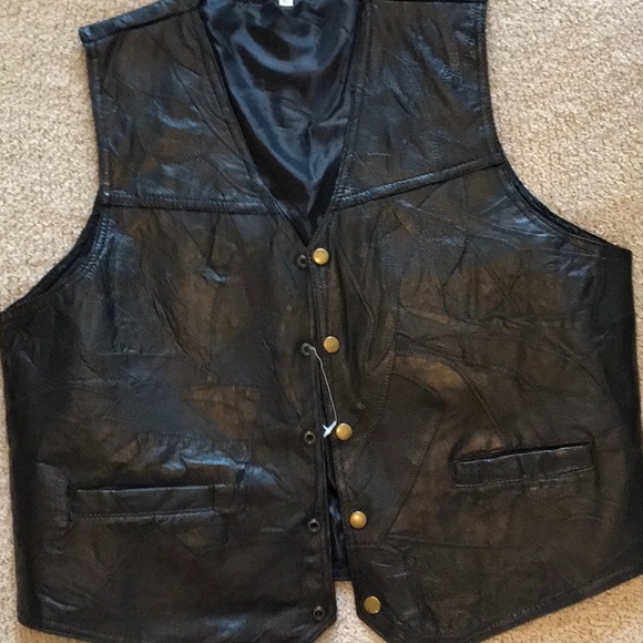 Vintage Leather Vest XL (runs small) BLACK - Picture 3 of 7